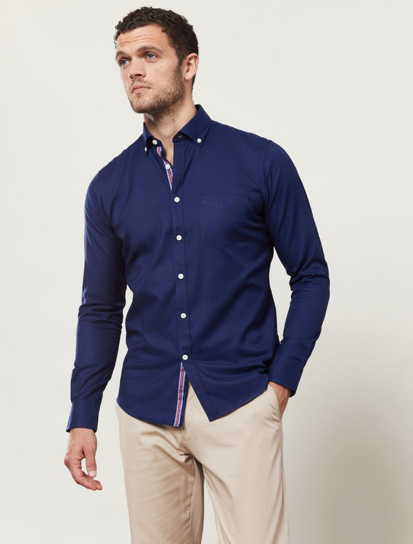 Мужская рубашка оксфорд темно-синяя сэлвидж