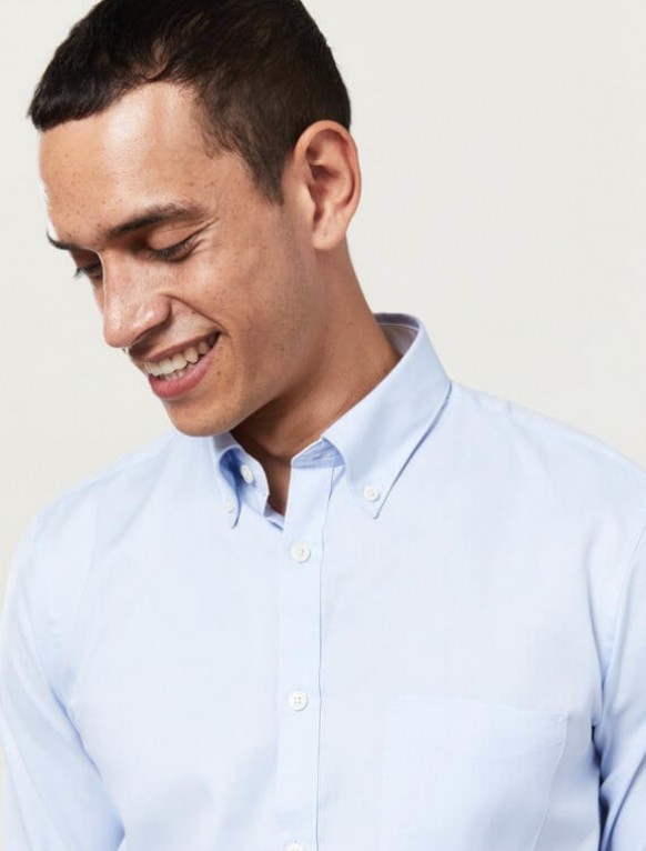 Мужская рубашка  голубая с длинным рукавом кэжуал